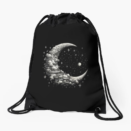 Cool Full Moon - Solar Eclipse, Moon Phases Total Drawstring Bags