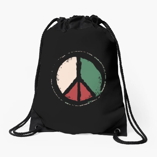 Free Palestine - Peace Symbol Drawstring Bags