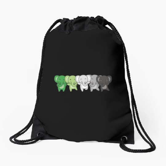 Aromantik Flag Pride Lgbtq Cute Elephant Drawstring Bags
