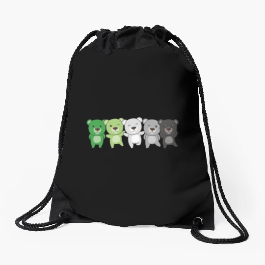 Aromantik Flag Pride Lgbtq Cute Bear Drawstring Bags