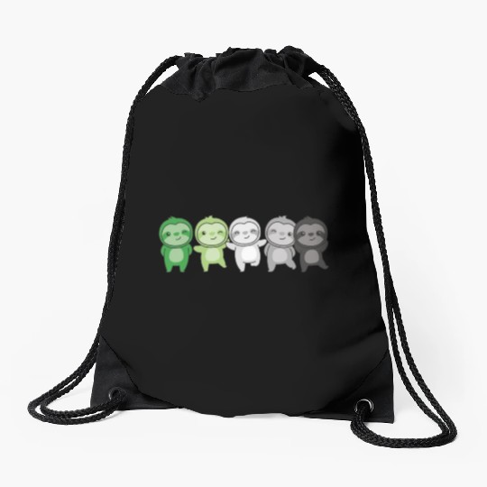 Aromantik Flag Pride Lgbtq Cute Sloth Drawstring Bags