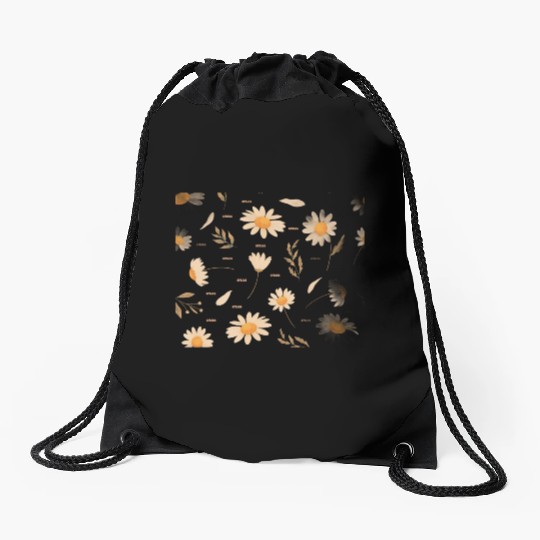 SPRING FLOWER PATTERN Drawstring Bags