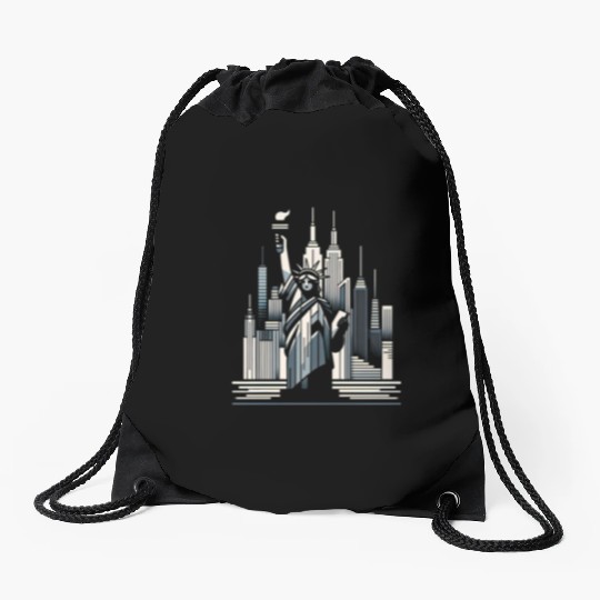 Statue of Liberty Embrace Drawstring Bags