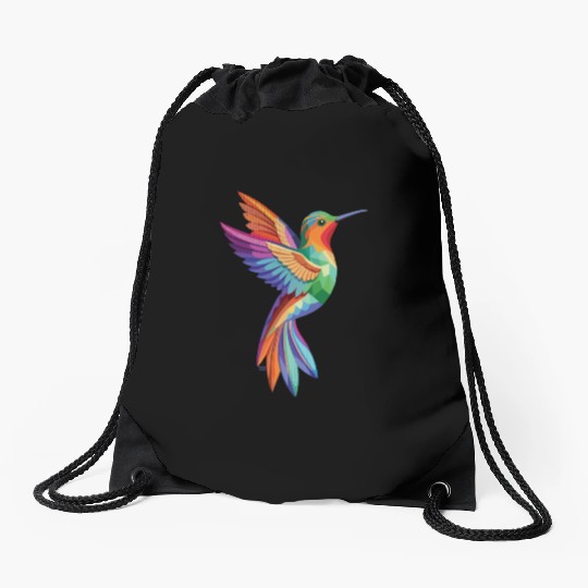 Geometric Hummingbird Drawstring Bags