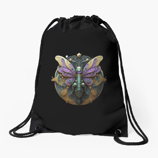 Metallic Butterfly Drawstring Bags
