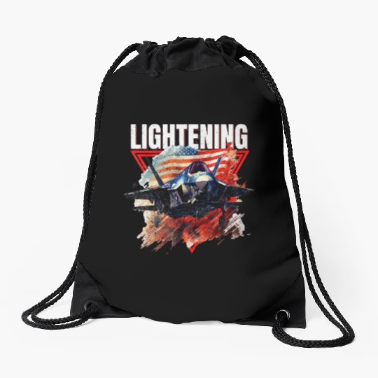 F35 Lightning Fighter Jet Plane Veteran Military Drawstring Bags