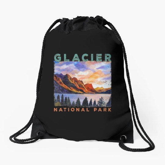 Glacier National Park Retro US Montana Parks Drawstring Bags