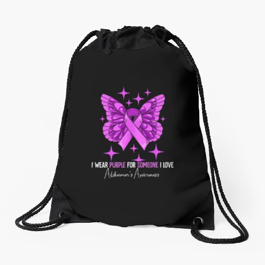 I Wear Purple Alzheimer's Awareness Drawstring Bags