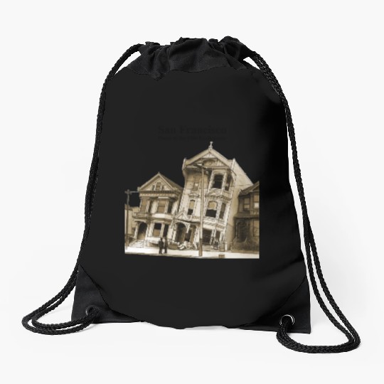 San Francisco 1906 Earthquake Illustration URM Drawstring Bags