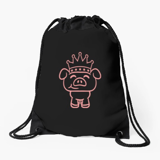 Pig King Queen Crown Prince Princess Piggy Piglet Drawstring Bags
