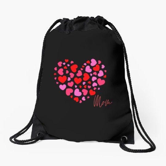Hearts Love Mom 2 Drawstring Bags