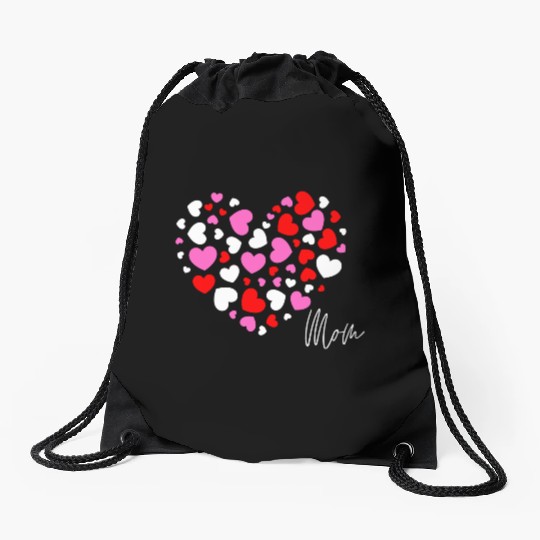 Hearts Love Mom 3 Drawstring Bags