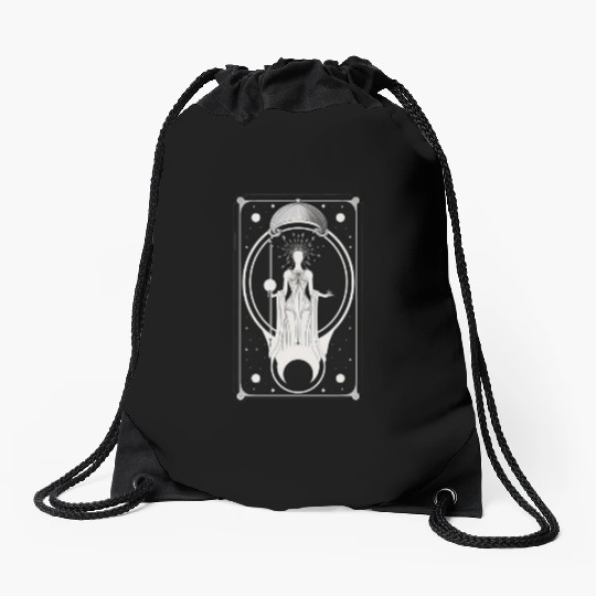 Crescent Moon Tarot Card Astrology Occult Drawstring Bags
