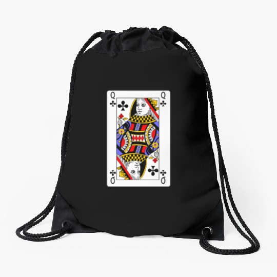 Queen of Clubs Playing Card Drawstring Bags