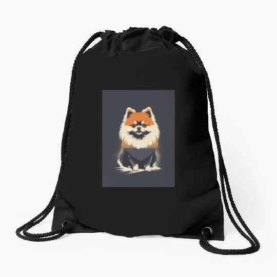 Pomeranian Dog 2 - Japanese Old Vintage Drawstring Bags