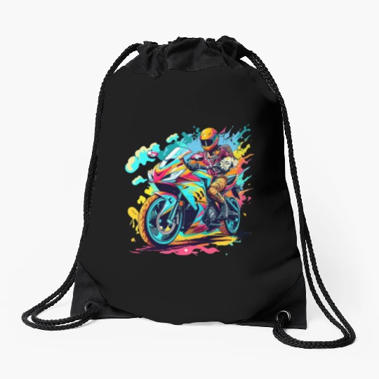 Legend cross motocycle Biker Road Trip Drawstring Bags