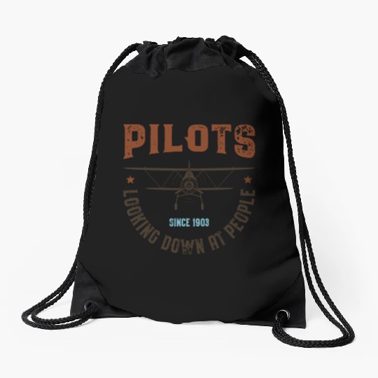 Pilots Looking Down at People Drawstring Bags