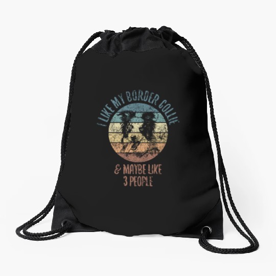Unique Border Collie Design For Dog Lovers Drawstring Bags