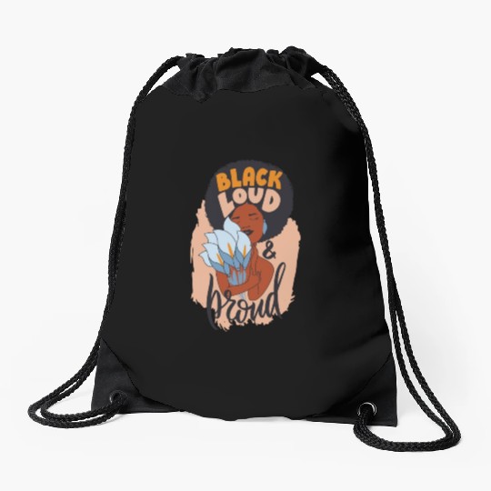 The african women hugging bouquet flowers Drawstring Bags