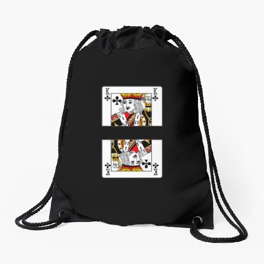 Playing card clover king with banner space Drawstring Bags