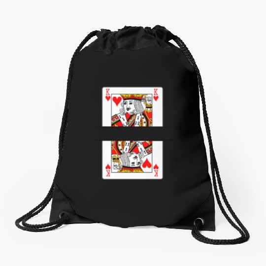 Playing card hearts king with banner space Drawstring Bags