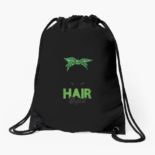 Hairstylist St Patrick's Day Shamrock Messy Bun Drawstring Bags