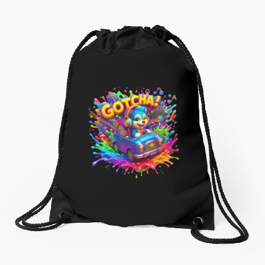 Stellar Cadence: Symphony of Neon Hues - GoTCha! Drawstring Bags
