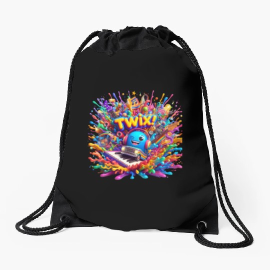 Stellar Rhapsody: Ethereal Riffs and Hues - TwiX! Drawstring Bags