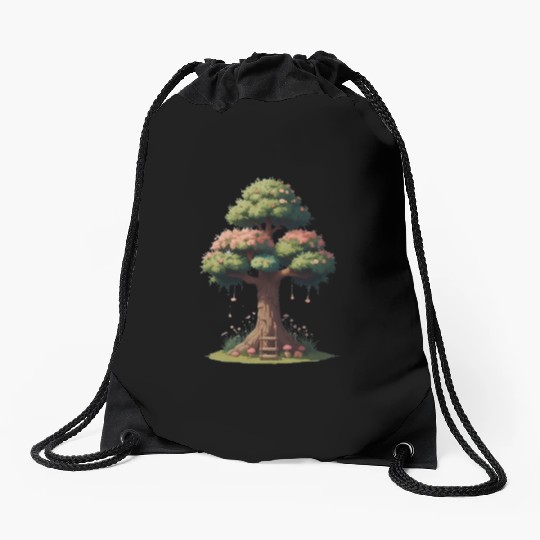 Colorful Tree Life is Really Good Tree Drawstring Bags