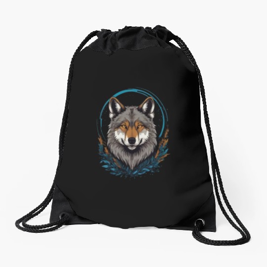 Flag Wolves July Howling Wolf Drawstring Bags