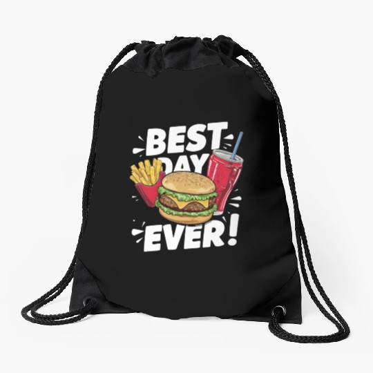 Best Day Ever Fast Food Enthusiast Treat Drawstring Bags