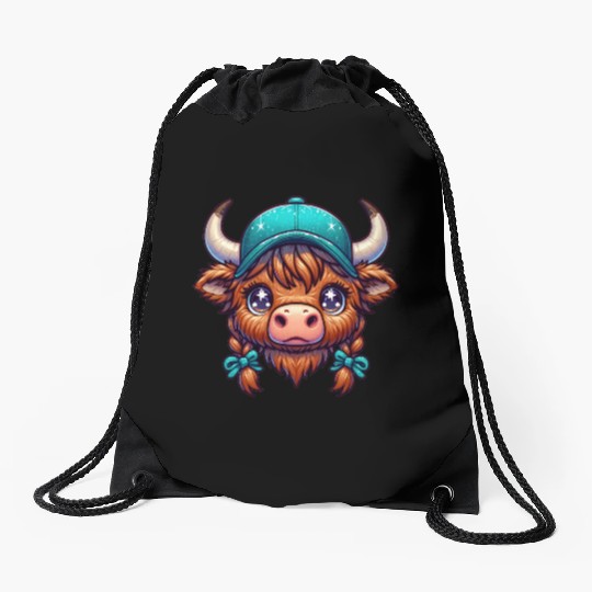 Cute Baby Highland Cow Farmer Animal Lover Drawstring Bags