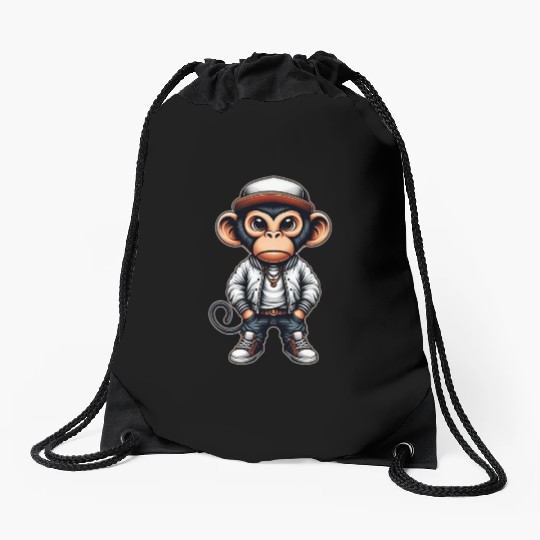Drawstring Bags Funny of a monkey dressed as rap