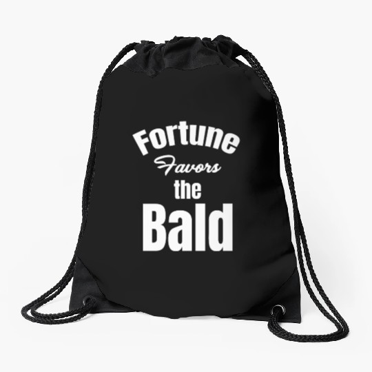 Fortune Favors The Bald Bearded Hairstylist Drawstring Bags