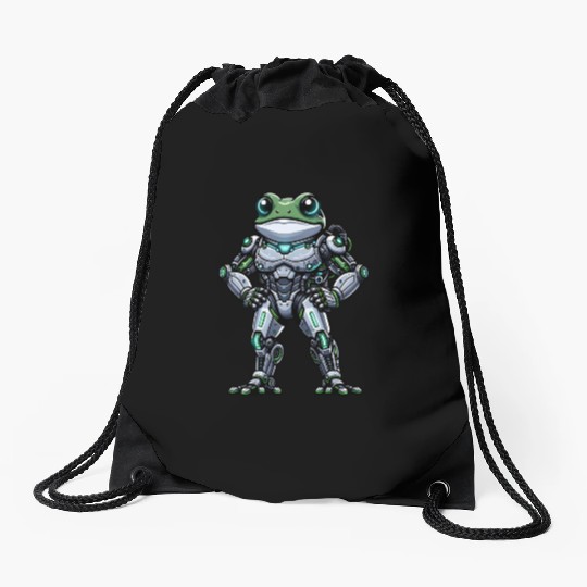 Robot Frog Dabbing Mech Cyborg Cool Drawstring Bags