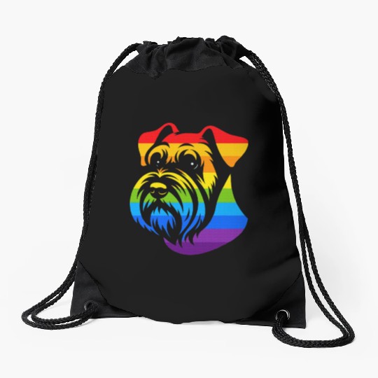 Miniature Schnauzer Rainbow LGBT Gay Pride Lesbian Drawstring Bags