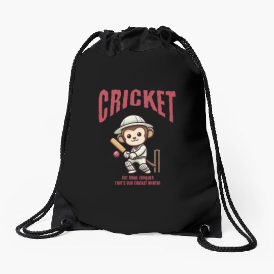 Cricket Monkey Drawstring Bags