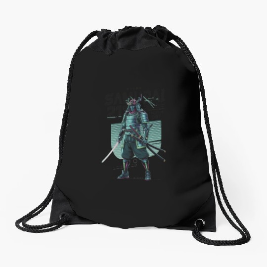 Cyber Samurai 2110: Glowing Katana Warrior Drawstring Bags