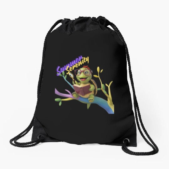 Cute Little Green Sea Turtle for Summer Aesthetic Drawstring Bags