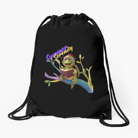 Cute Little Green Sea Turtle for Summer Aesthetic Drawstring Bags