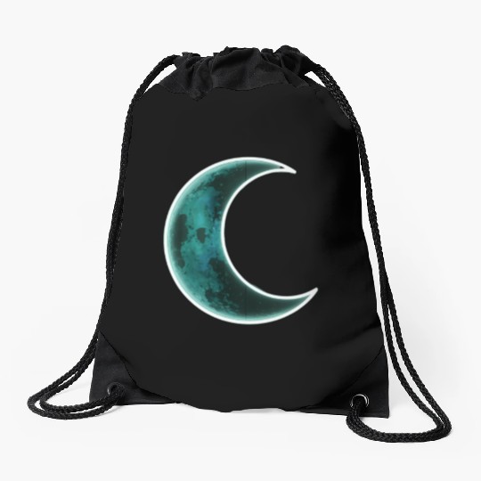 Green moon Drawstring Bags