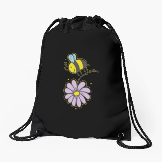 Bee with Flower Animals Nature Beekeeper Drawstring Bags