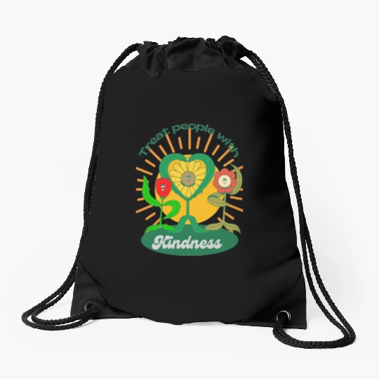 Treat People With Kindness Drawstring Bags