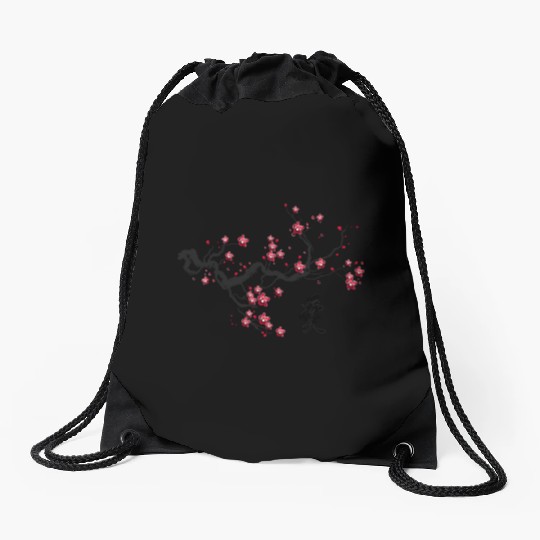 Vintage Cherry Blossom Japanese Culture Graphical Drawstring Bags