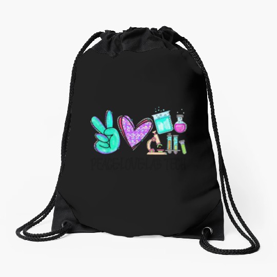 Peace Love Lab Tech Medical Laboratory Professiona Drawstring Bags
