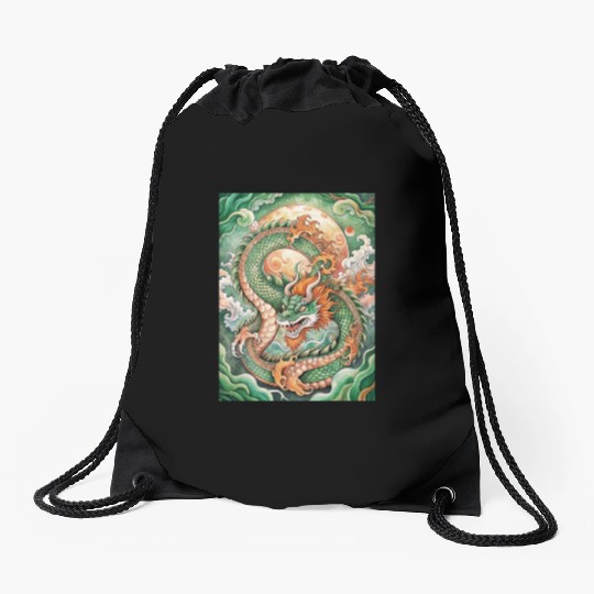 Traditional Chinese Dragon Ink Style Drawstring Bags