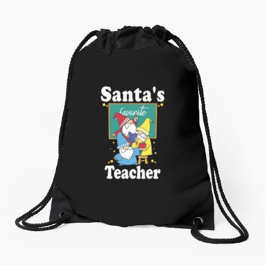 Christmas Elfs Gnomes Santas Teacher Drawstring Bags