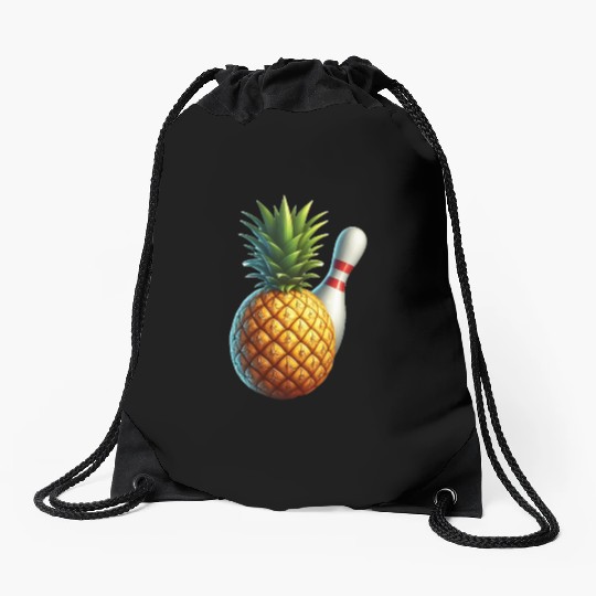 bowling ball and pineapple Drawstring Bags