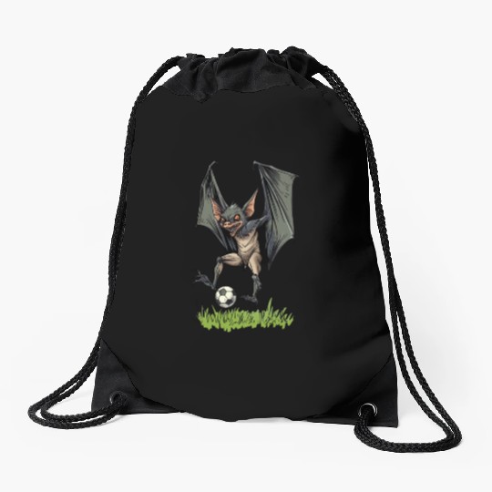Bat playing Soccer Ball Bats Drawstring Bags