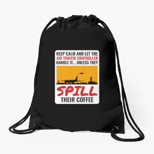 Air Traffic Controller Coffee ATC Aviation Humor Drawstring Bags